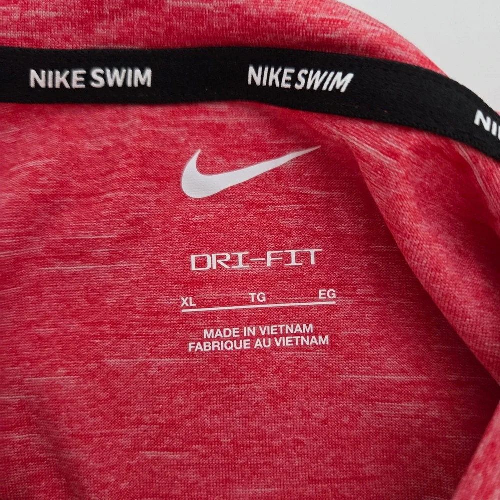 Nike Swim Shirt Red Dri-FIT UPF 40+ Rash Guard Mens XL
